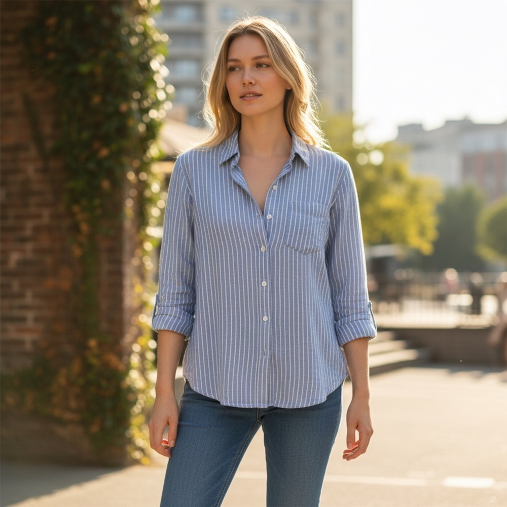 Universal Thread Light Blue Striped Button-Down Shirt